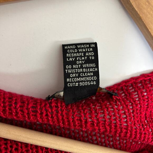 Vintage BCBGMAXAZRIA Sweater Size L Red with Wooden Beads Y2K Boho Twee - Picture 7 of 7